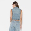 Women's Sleeveless Cropped Denim Trucker Vest - Wild Fable™ - 3 of 3