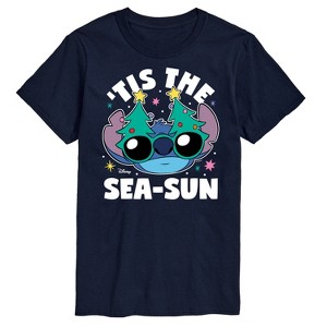 Men's - Lilo and Stitch - Tis the Sea-Sun Christmas Short Sleeve Graphic T-Shirt - 1 of 4