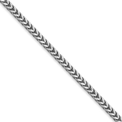 Black Bow Jewelry 2.5mm, 14k White Gold, Solid Franco Chain Necklace