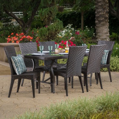 Dudley 7pc Wicker Dining Set - Multibrown - Christopher Knight Home