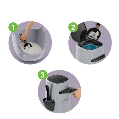 Compact Gray Plastic Cat Litter Disposal System with Refill