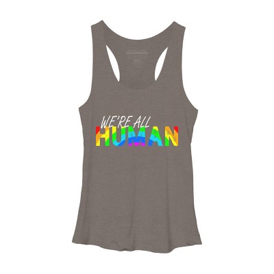 Adult Design By Humans We're All Human Rainbow Pride By JuTrading Racerback Tank Top