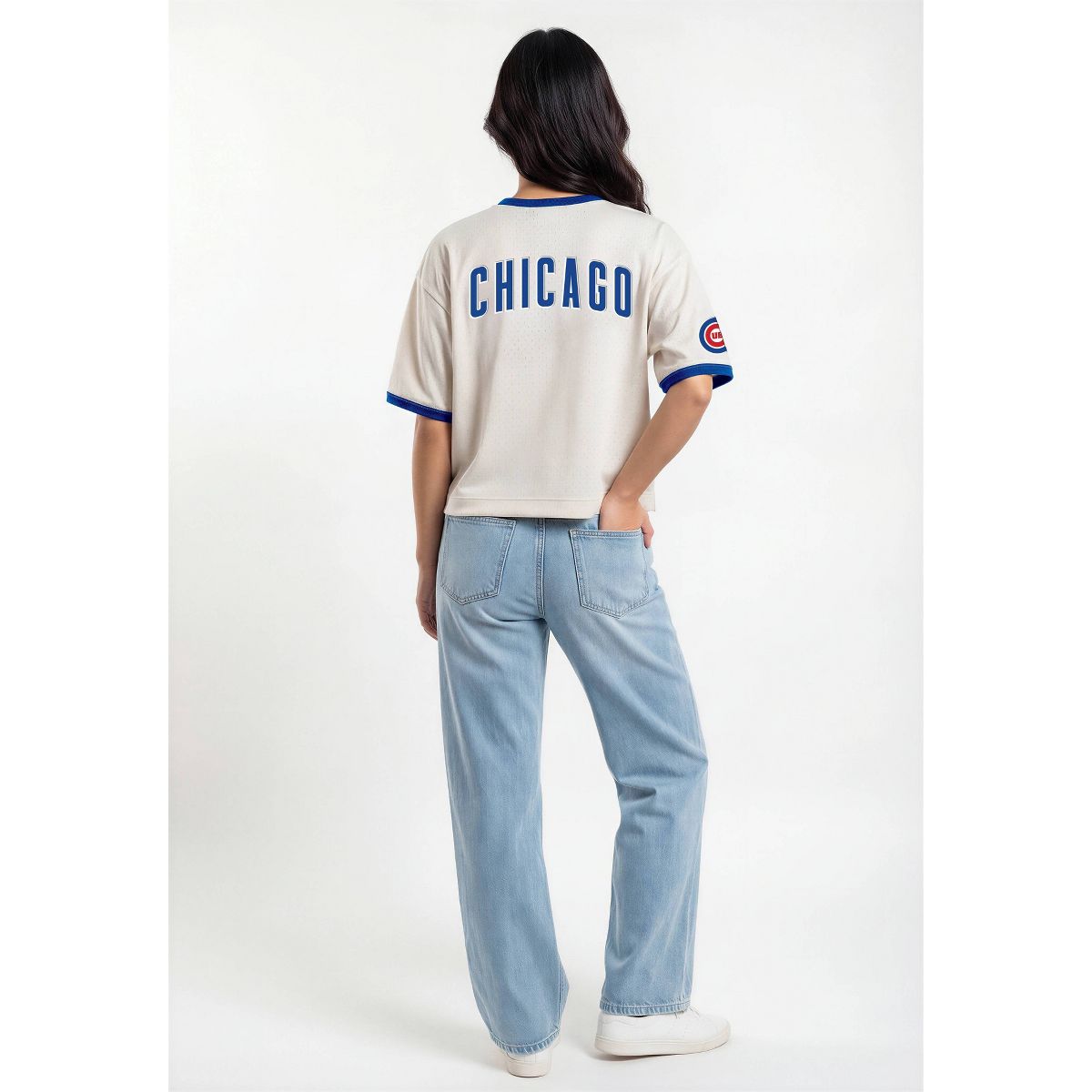MLB Chicago Cubs Women's Champion Antique White Mesh Jersey - thumbnail 2