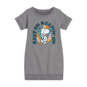 - Peanuts - Keep On Graphic Short Sleeve Fleece Dress - 1 of 3