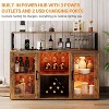 homfan Wine Bar Cabinet Freestanding Liquor Cabinet, Coffee Bar Buffet Sideboard Storage with Wine Rack Glass Holder - 4 of 4