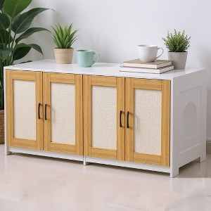 Double Litter Box Enclosure Furniture for 2 Cats, 47.2" Large Hidden Cabinet with Sisal Doors, Multi-Functional Cat TV Stand/Side Table - 1 of 4