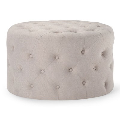 Maven Lane Marcy Traditional Round Ottoman in Fabric Upholstery