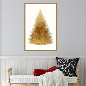 Amanti Art 23"x33" Tan Christmas Tree by Kubistika Framed Canvas Wall Art Print - 1 of 4