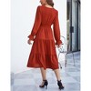 Clearlove Casual V Neck Layered Long Sleeve Wedding Guest Maxi Dresses for Women Flowy Maxi Dress - 4 of 4