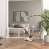PawHut Freestanding Pet Gate, Wooden Dog Gate with 28"-75" Retractable Length, Support Feet & Non-slip Mats for Indoor, Stairway, Doorway, White - 3 of 4