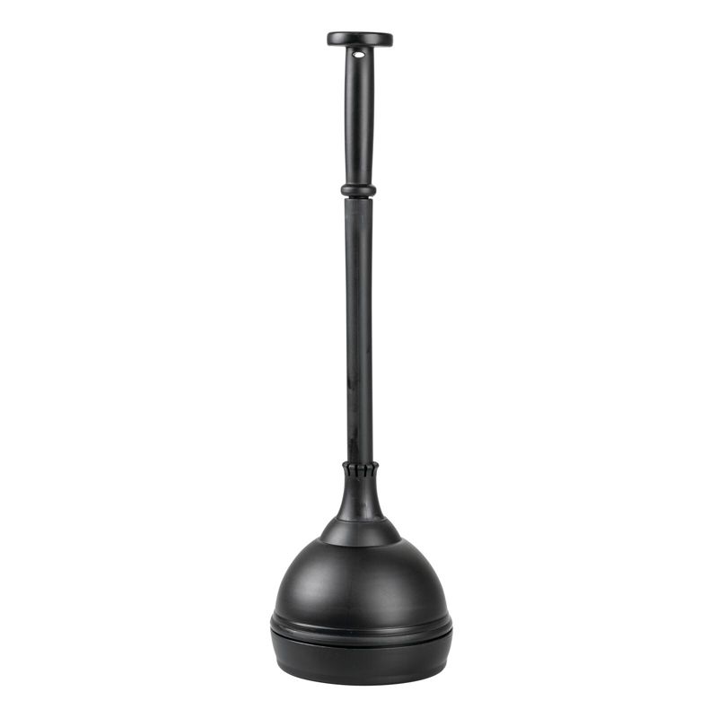 mDesign Plastic Lift and Lock Toilet Bowl Plunger with Holder, 1 of 8