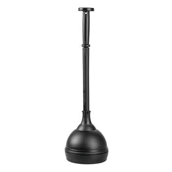 mDesign Plastic Lift and Lock Toilet Bowl Plunger with Holder - Black