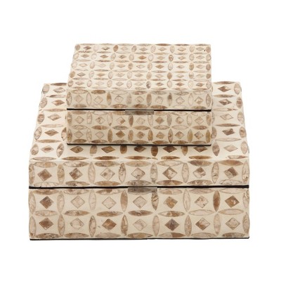 Set of 2 Wooden Boxes with Pattern - Olivia & May