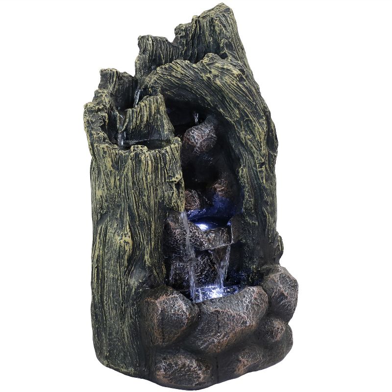 Sunnydaze 28"H Electric Glass Reinforced Concrete Cavern of Mystery Outdoor Water Fountain with LED Light, 1 of 13