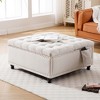 Alilang 35 Inch Storage Ottoman Bench Open Compartment Stool Hallway Living Room or Bedside-Ivory - 2 of 4