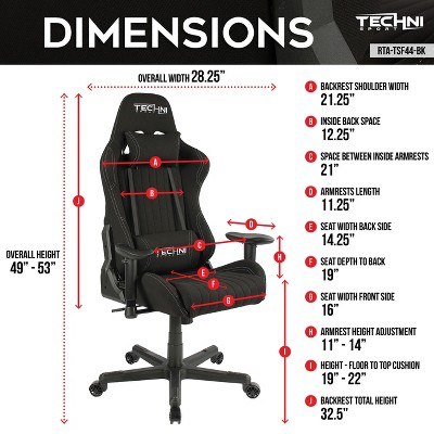 Racer High-Back Black Fabric Ergonomic Gaming Chair with Memory Foam
