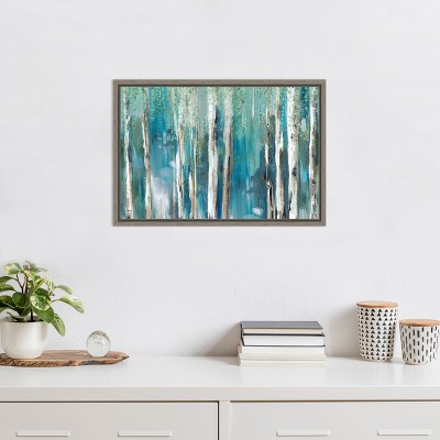Cerulean Forest Birch Trees Canvas Wall Art Print