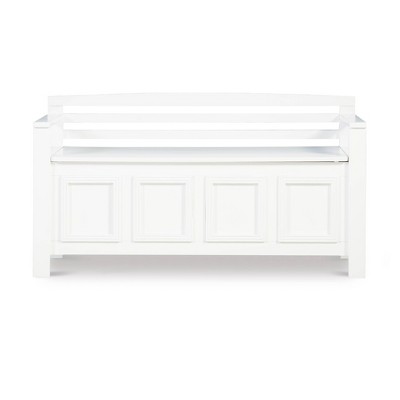 White Coastal Cottage Storage Bench with Flip-Top Lid
