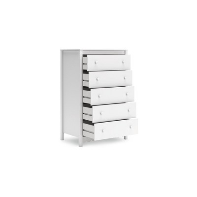 White Matte 5-Drawer Transitional Tall Dresser