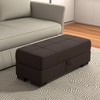HomeRoots 50" Brown Faux Leather Tufted Storage Ottoman - 2 of 4