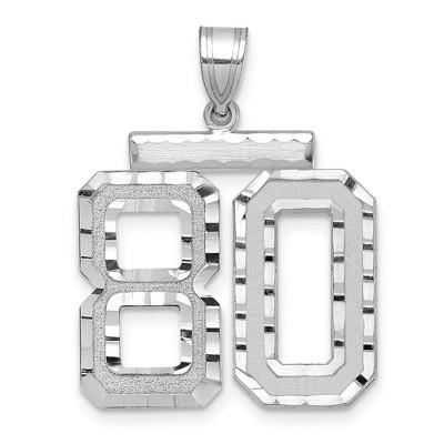 Black Bow Jewelry 14k White Gold, Varsity Collection, Large D/C Pendant, Number 80