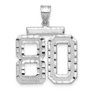 Black Bow Jewelry 14k White Gold, Varsity Collection, Large D/C Pendant, Number 80 - 1 of 3
