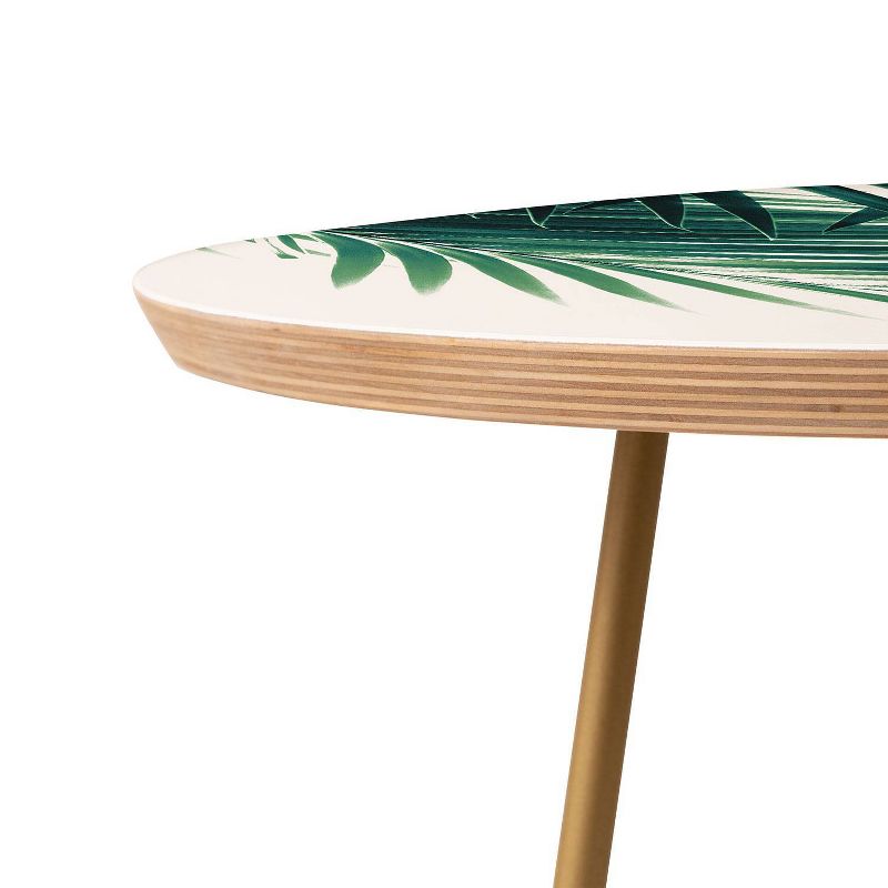 Round Anita&#39;s &#38; Bella&#39;s Artwork Palm Leaves Green Vibes Side Table Green/Gold - Deny Designs, 4 of 6