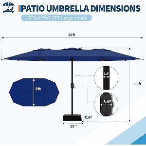 Double-Sided Patio Market Umbrella, 15Ft Large Outdoor Umbrella with Base Included, Double-Topped Outdoor Umbrellas - 1 of 3