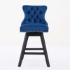 PAGED Bar Stools Set of 2 Modern Swivel Velvet Barstools with Button Tufted Back and Wooden Legs for Bar, Kitchen - 3 of 4