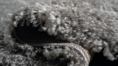 8' x 10' Grey and Ivory Trellis Shag Rug