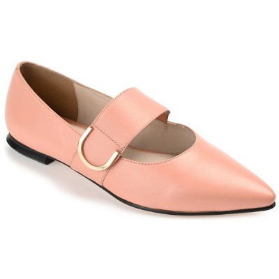 Journee Signature Womens Genuine Leather Emerence Loafer Pointed Toe Slip On Flats Rose 6.5