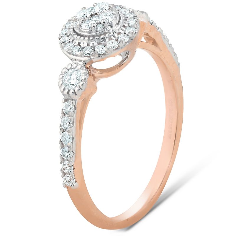 Pompeii3 1/2 Ct Diamond Round Halo Vintage Engagement Ring 10k Rose Gold, 2 of 5