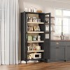 5 Tier Farmhouse Storage Cabinet, Tall Narrow Display Cabinet with Glass Doors, Adjustable Shelves, Metal Legs, Modern Wooden Accent Cabinet for - 3 of 4