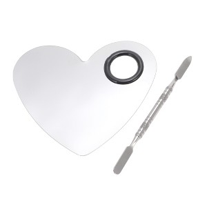 Unique Bargains Portable Heart-Shaped with Hole Nail Art Palette Silver Tone 1 Set - 1 of 4