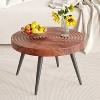 MOEPISY 31-Inch Modern Farmhouse-Style Living Room Coffee Table, Round Table With Natural Finish, Nut-Brown - 2 of 4