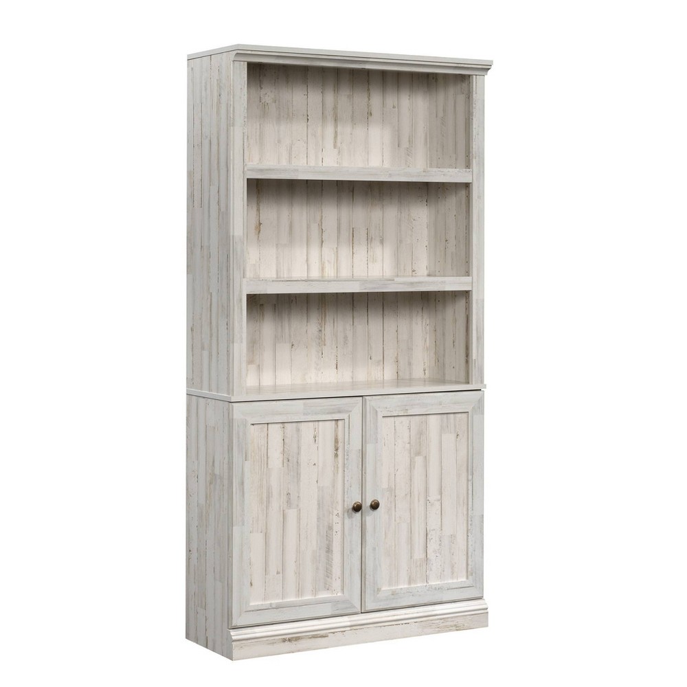 Photos - Wall Shelf Sauder 70" 5 Shelf Bookcase with Doors White - : Tall Library Storage, Adju 