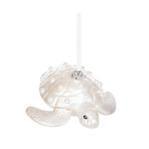 Gallerie II Blown Glass White Sea Turtle Ornament - 1 of 3