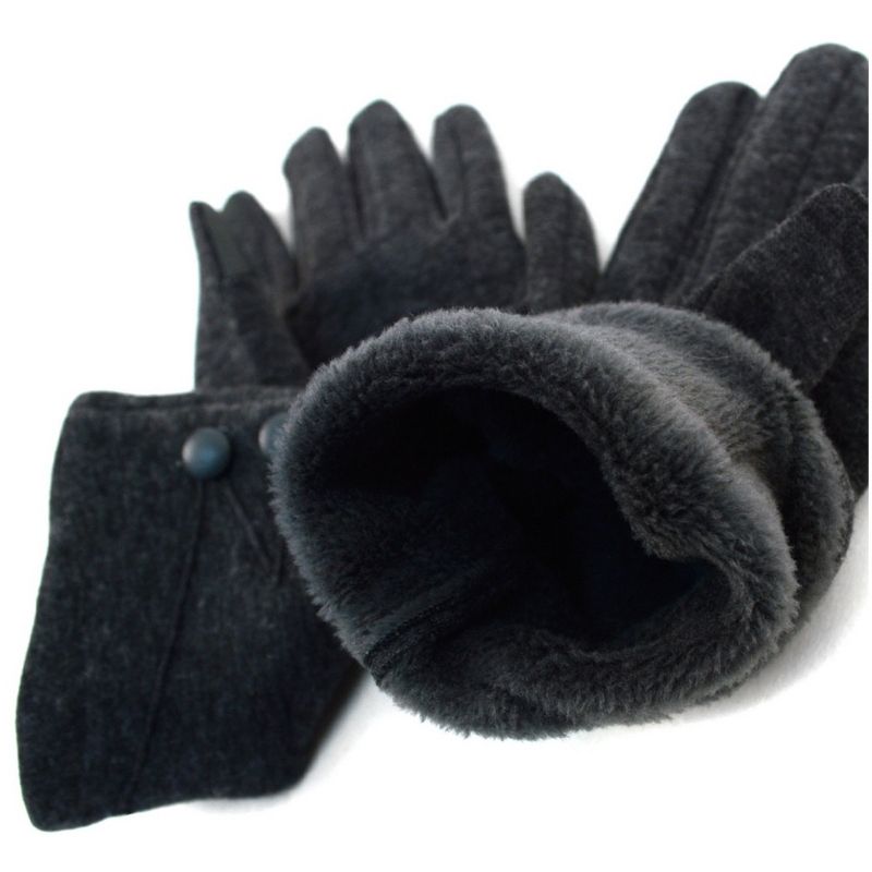 Women's Stylish Touch Screen Gloves with Button Accent & Fleece Lining, 4 of 6