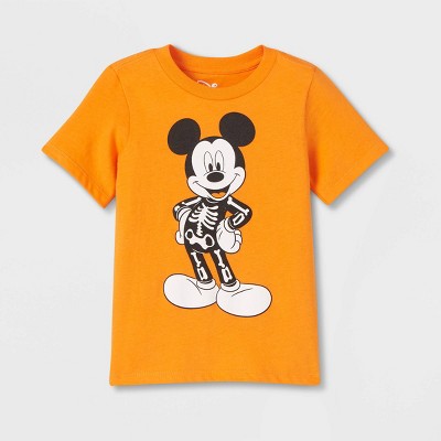 Toddler Boys' Mickey Mouse Skeleton Printed T-Shirt - Orange