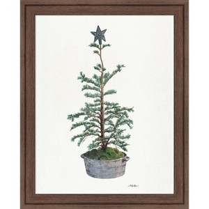 Amanti Art Rustic Christmas Tree by Nktn Wood Framed Wall Art