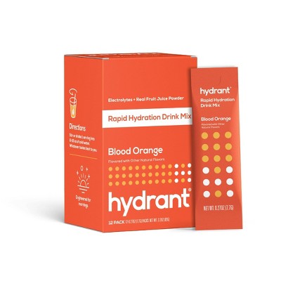 Hydrant Hydrate Electrolyte Rapid Hydration Powder Packets Drink Mix - Blood Orange - 12ct