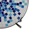 Teal Island Designs Modern Black Round Outdoor Accent Side Tables 14" Wide Set of 2 Multi Blue Mosaic Tabletop Front Porch Patio Home House - 3 of 4