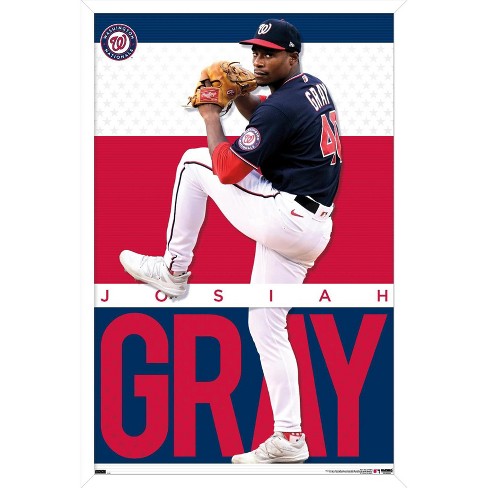 Trends International MLB Washington Nationals - Josiah Gray 23 Framed Wall  Poster Prints White Framed Version 22.375 x 34