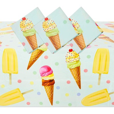 Sparkle and Bash 3 Pack Ice Cream Tablecloth (54 x 108 in)