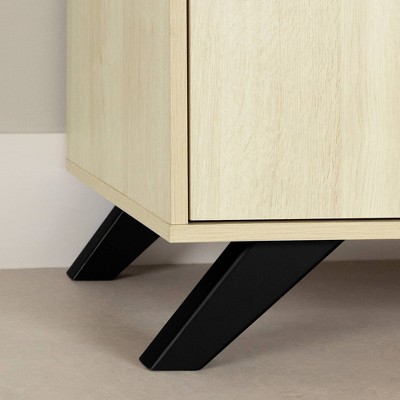 Bleached Oak Scandinavian TV Stand with Cabinet and Shelves