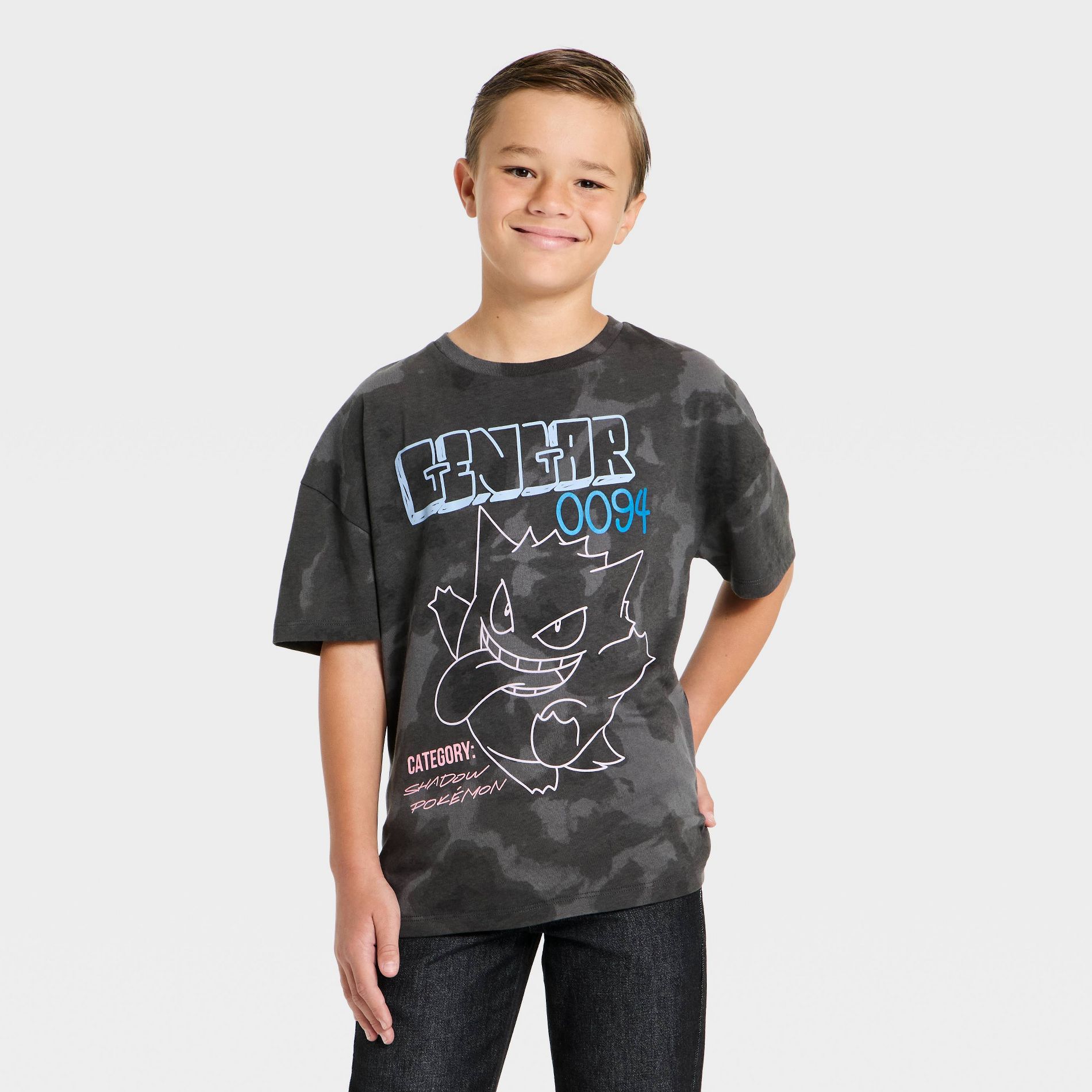 Boys' Pokemon Gengar Cloud Washed Graphic T-Shirt - Charcoal Gray