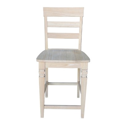 24" Unfinished Solid Wood Ladder-Back Counter Stool