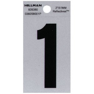 Hillman 2 in. Reflective Black Vinyl Self-Adhesive Number 1 1 pc (Case of 6) - 1 of 1