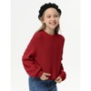 Girls Pullover Sweater Cable Knit Soft Comfy Sweater for Girls Crew Neck Sweater Puff Sleeve Ribbed Knit Cuff - 3 of 4