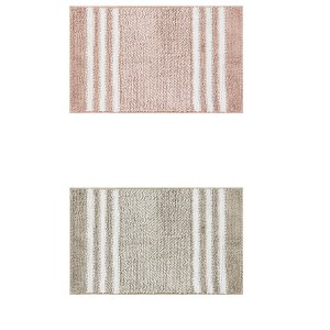 Unique Bargains Chenille Striped Pattern Non-Slip Bathroom Floor Mats 2 Pcs - 1 of 4
